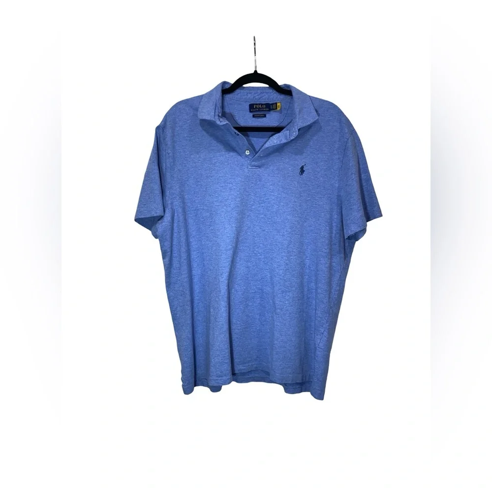 Polo Ralph Lauren Men's Heathered Blue‎ Cotton Polo Shirt - Size XL